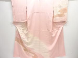 霞に貝桶模様刺繍訪問着